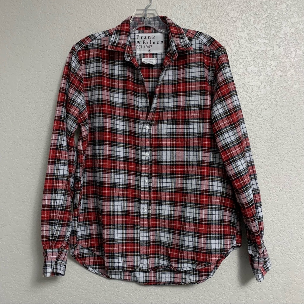 Frank and Eileen Shirt Top Women S Plaid Relaxed Button Up Preppy Italian Red - Picture 3 of 16